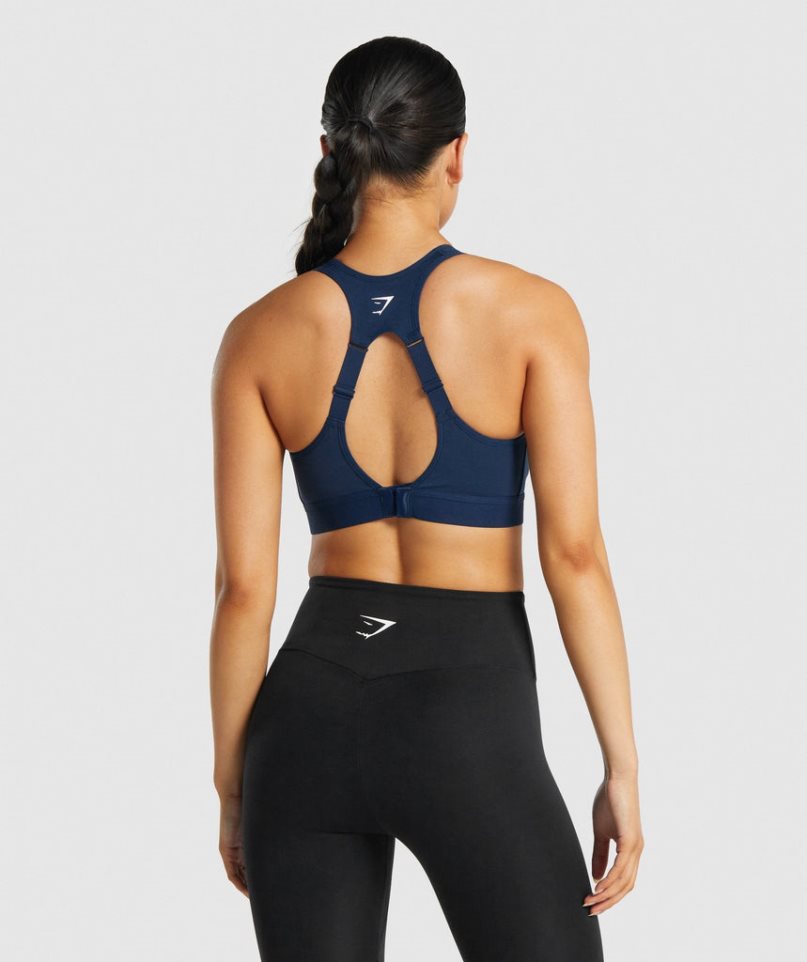 Women's Gymshark Open Back Sports Bra Navy | NZ 8OZHTF